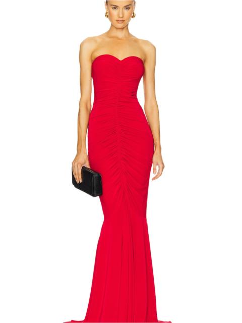 x REVOLVE Strapless Shirred Front Fishtail Gown
