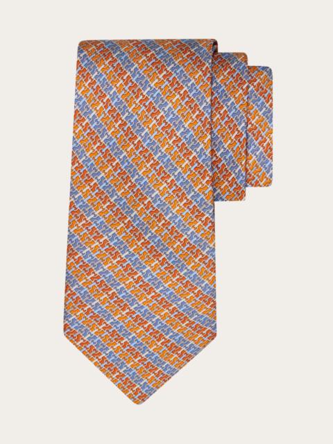 Gancini chain print silk tie