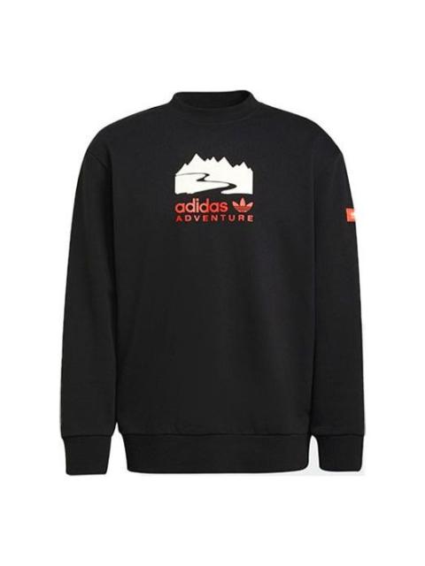 Men's adidas originals Funny Printing Sports Round Neck Pullover Black H09106