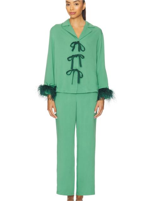 The Bow Pajama Set With Detachable Feathers
