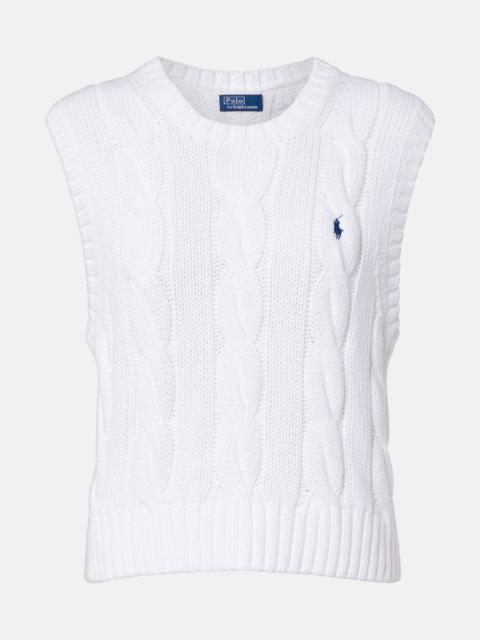 Logo cable-knit cotton sweater vest