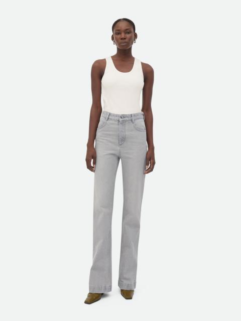 Light Grey Washed Flared Denim