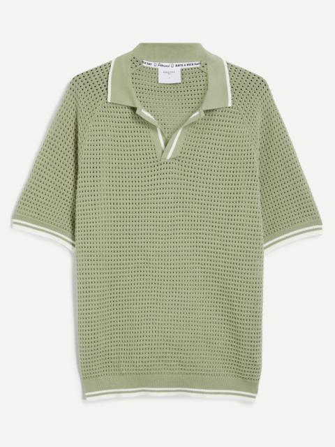 Sage Tennis Boxy Knitted Polo