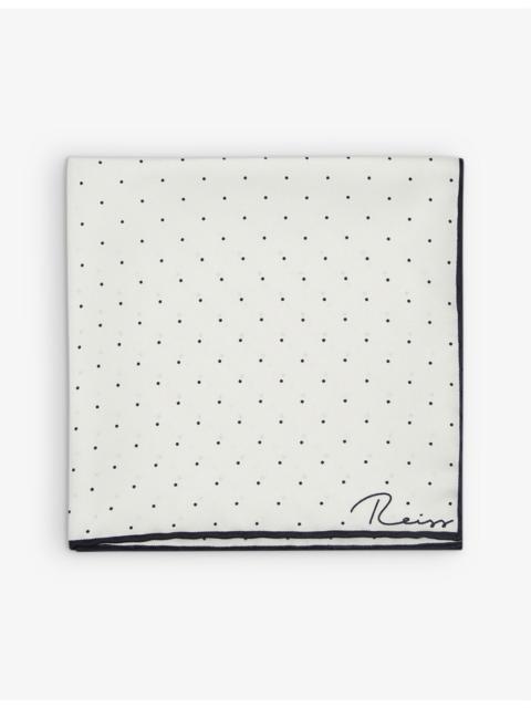 Liam polka-dot logo-print silk pocket square