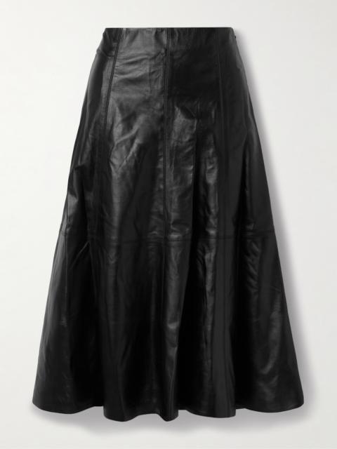 Ryma Paneled Leather Midi Skirt