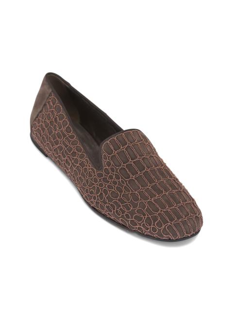 embellished suede loafers