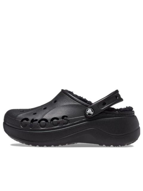 (WMNS) Crocs Baya Platform Lined Clog Sandals 'Black' 208708-001