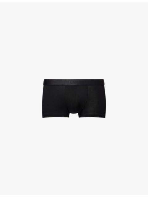 Branded Mid-Rise Stretch-Woven Trunks