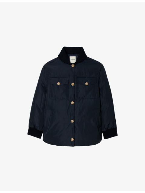 Contrast-Collar Quilted Shell Jacket