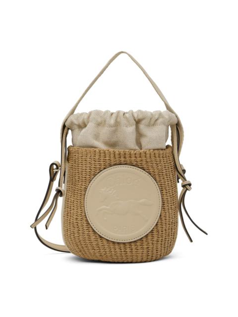 Beige Small Horse Medal Basket Bag