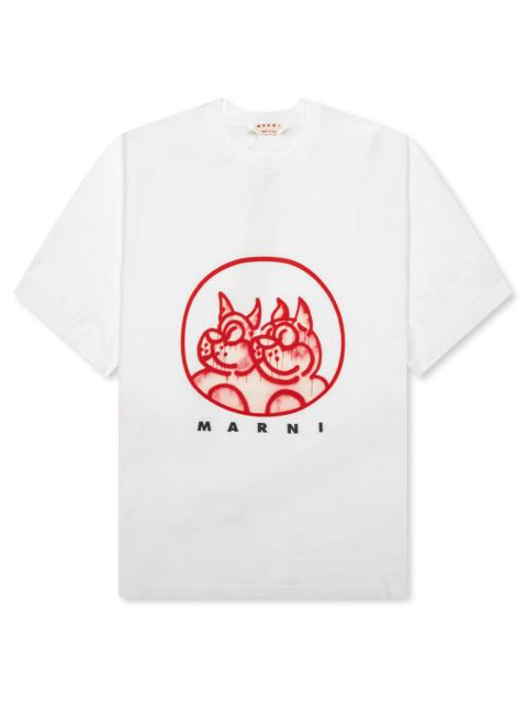 SLAWN PRINTED COTTON T-SHIRT- LILY WHITE