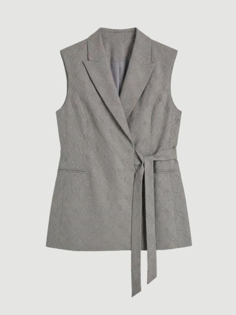 Plus Size Soft Tailored Check Wrap Detail Sleeveless Blazer