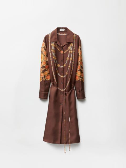 Printed Silk Twill Mini Shirt Dress