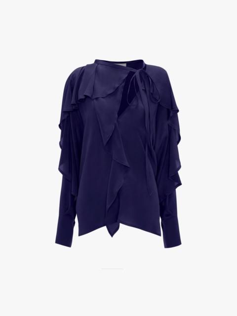 Tie Detail Ruffle Blouse In Ultraviolet