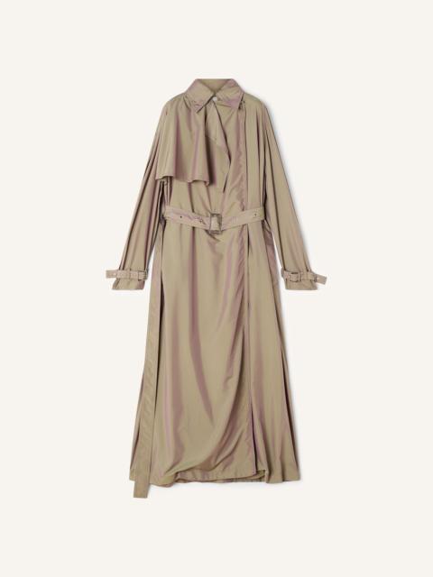 BLACK FLOWING TAFFETA TRENCH COAT