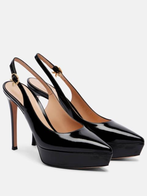 Dasha 115 patent leather platform slingback pumps