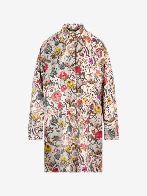 Silk Shirt Dress with Florentine Flowers Print