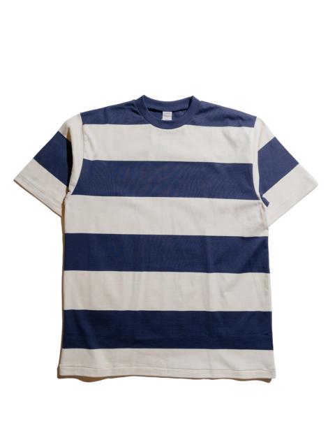 Lot. 4108 S/S 4in Border T Navy/Kinari