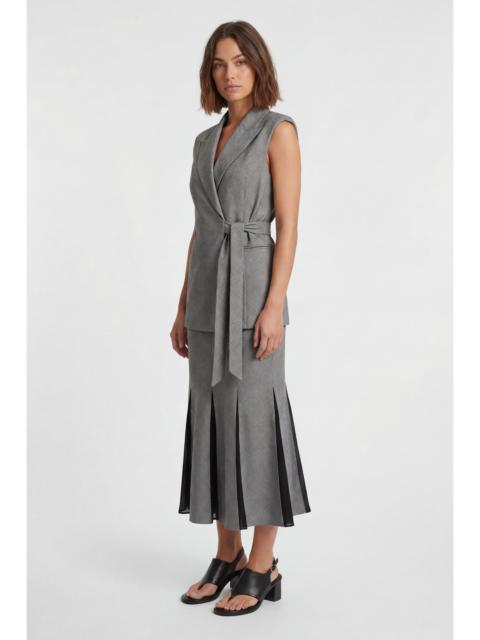 Soft Tailored Check Wrap Detail Sleeveless Blazer