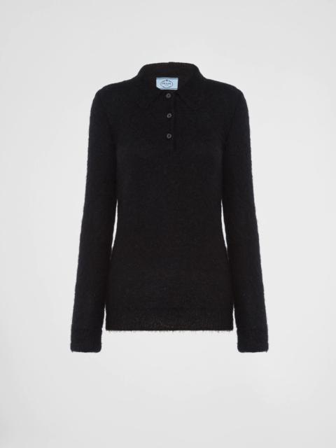 Slim-fit mohair polo shirt