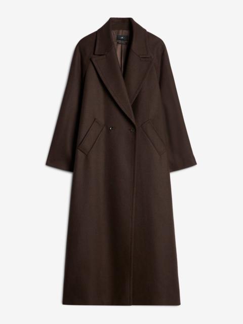 Wool Double Breasted Coat in Brown