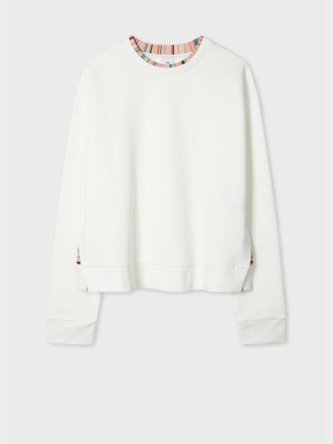 Women's Ecru Sweatshirt with 'Swirl' Trim