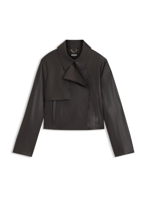 TRENCH-STYLE LEATHER JACKET WITH INNER DRAWCORD