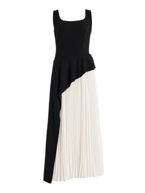 Zayla Plisse Midi Dress black/white