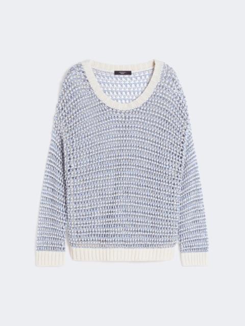Linen and cotton yarn mesh jumper - LIGHT BLUE