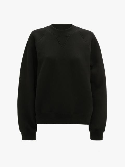 Crew Neck Raglan Sweatshirt In Black
