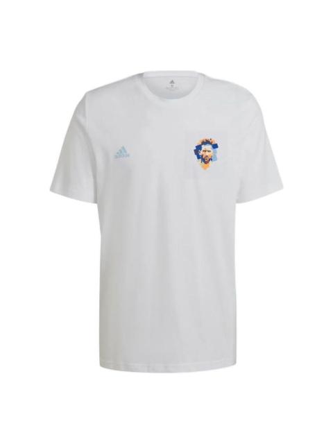 adidas Printing Round Neck Pullover Sports Short Sleeve White HA0935