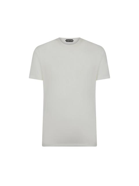 COTTON BLEND MELANGE CREW NECK T-SHIRT