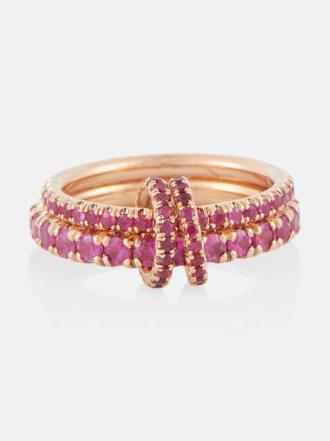 Delphinus Rouge Petite Deux 18kt gold ring with sapphires and rubies