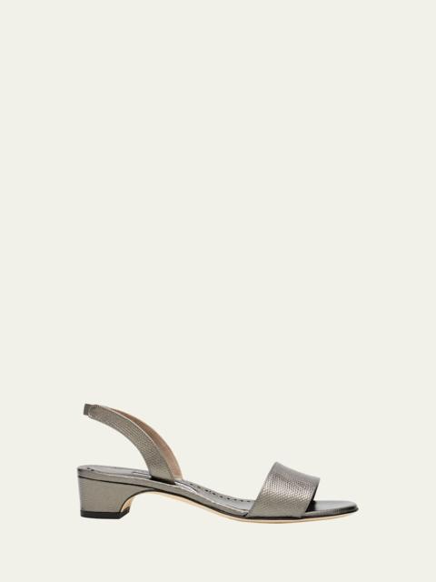 30mm Patobarnu Embossed Metallic Leather Slingback