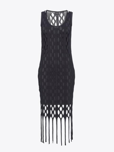 MESH-EFFECT MINI DRESS WITH FRINGING