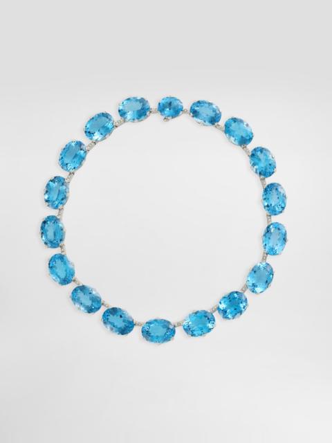 Anna necklace in 18-carat white gold with topazes and diamonds