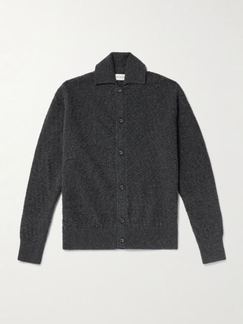 Jarvis Jacquard-Knit Merino Wool Cardigan Charcoal