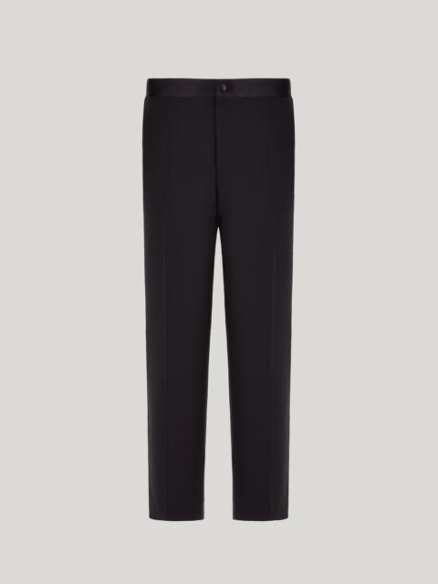 BLACK TROUSERS IN PURE WOOL WITH SATIN SIDE STRIPE