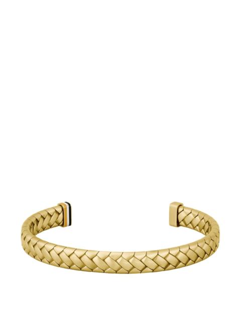 GOLD-TONE CUFF WITH HERRINGBONE PATTERN