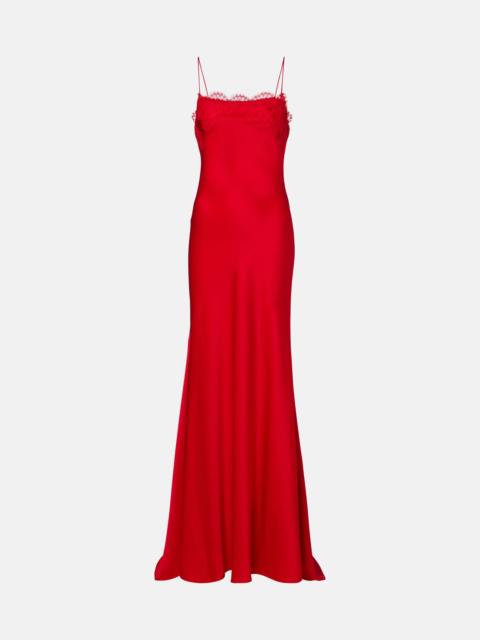 Lace-trimmed crêpe satin gown