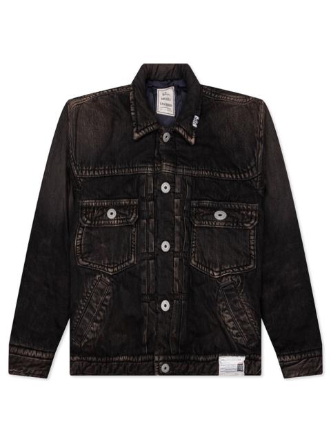 PUFFER DENIM JACKET - BLACK