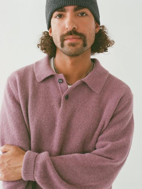 BRUSHED ALPACA POLO - PLUM