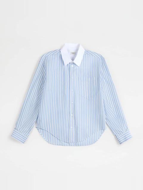 SHIRT IN POPLIN - LIGHT BLUE, WHITE