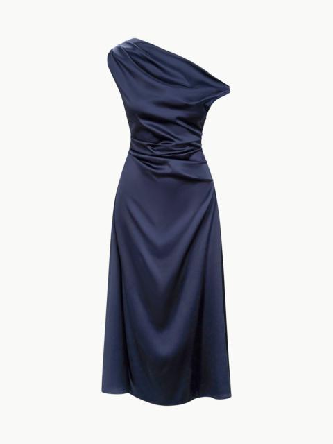 STAUD PHARE SILK DRESS NAVY
