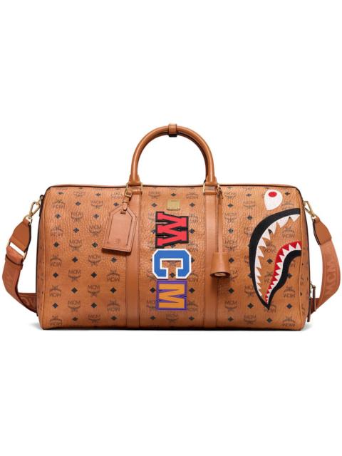 MCM x BAPE Shark Weekender Visetos Cognac