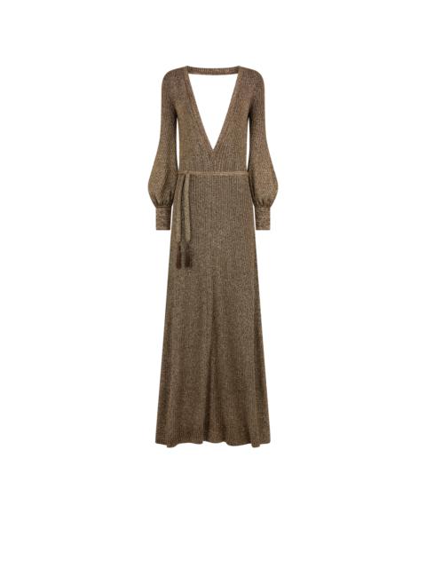 LONG V-NECK DRESS WITH OPEN BACK