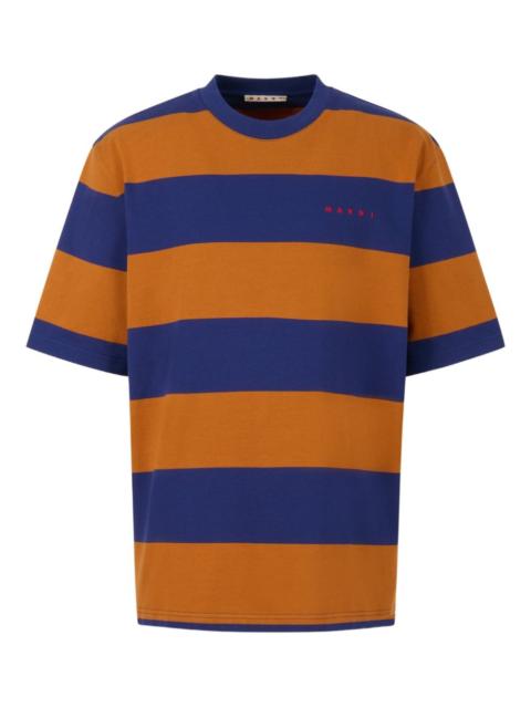 striped-pattern short-sleeve T-shirt
