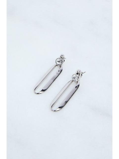 Hand Set European Crystal Ellipse Drop Earrings