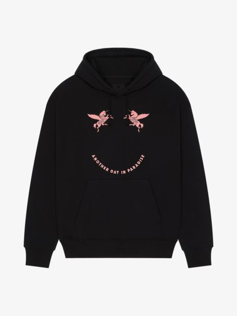 HOODIE IN FLEECE WITH UNICORNS EMBROIDERY