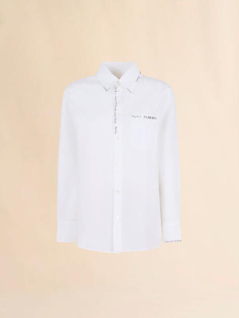 WHITE ORGANIC POPLIN SHIRT WITH MARNI MENDING
